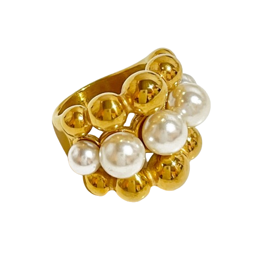 Ball Faux Pearls Ring