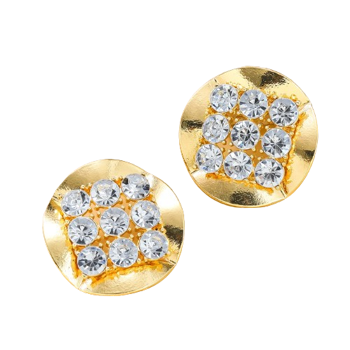 Geometric Circular Rhinestone Big Stud Earrings