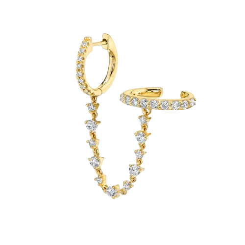 Cubic Zirconia Chain Hoop Earring