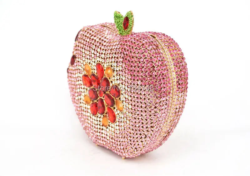 Pink Apple Diamond Crystal Party Clutch