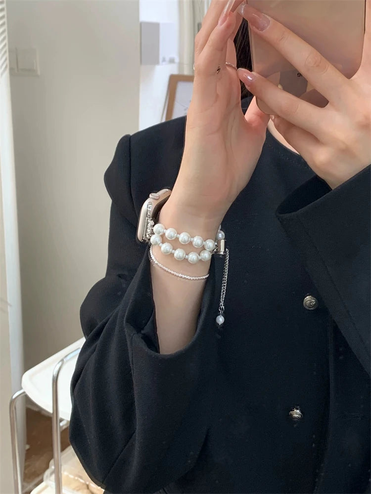 Diamand White Pearl Bracelet For iWatch