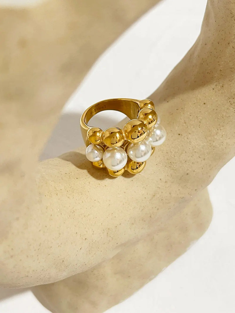 Ball Faux Pearls Ring