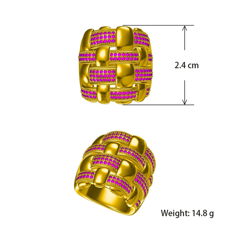 Cross Line Cubic Zirconia Steel Ring