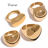 Chunky Heart Square Round Charm Statement Golden Rings