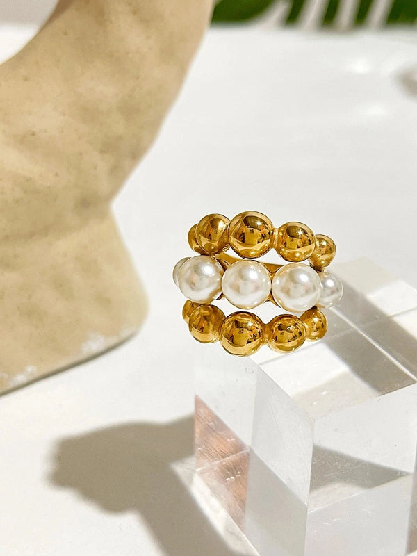 Ball Faux Pearls Ring