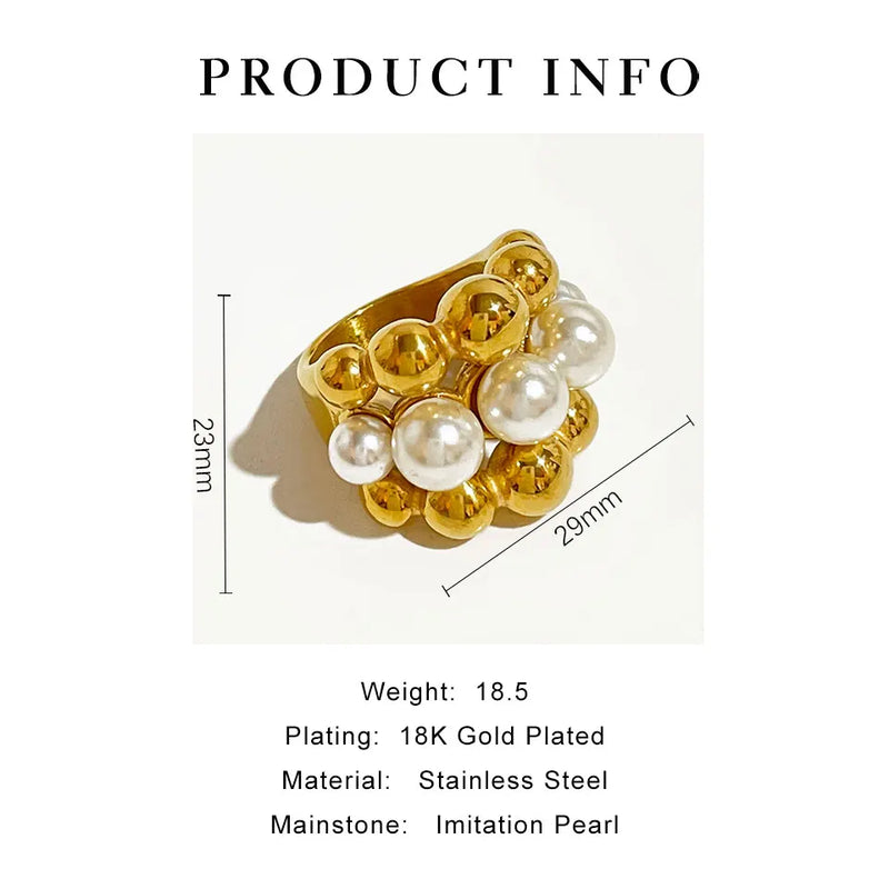 Ball Faux Pearls Ring